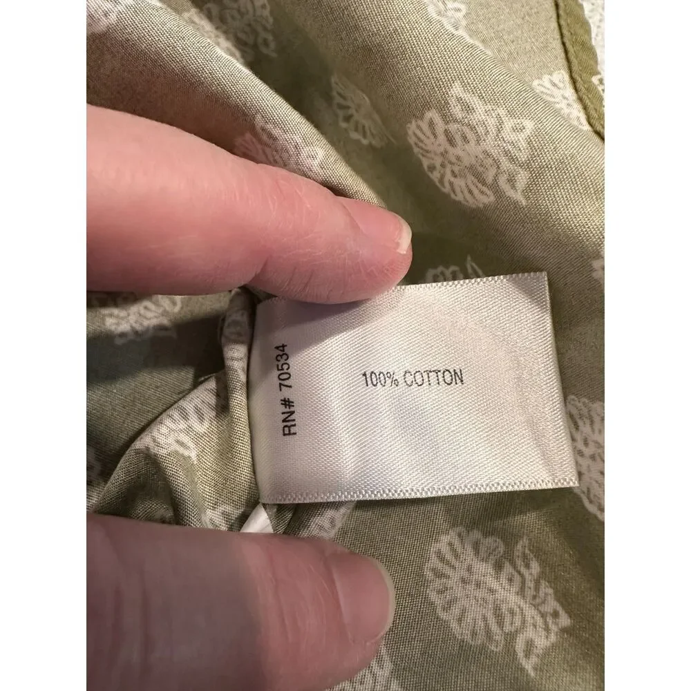 Orvis Long Sleeve Button Down Sage Green Floral Camp Shirt Size 14 - Picture 4 of 8